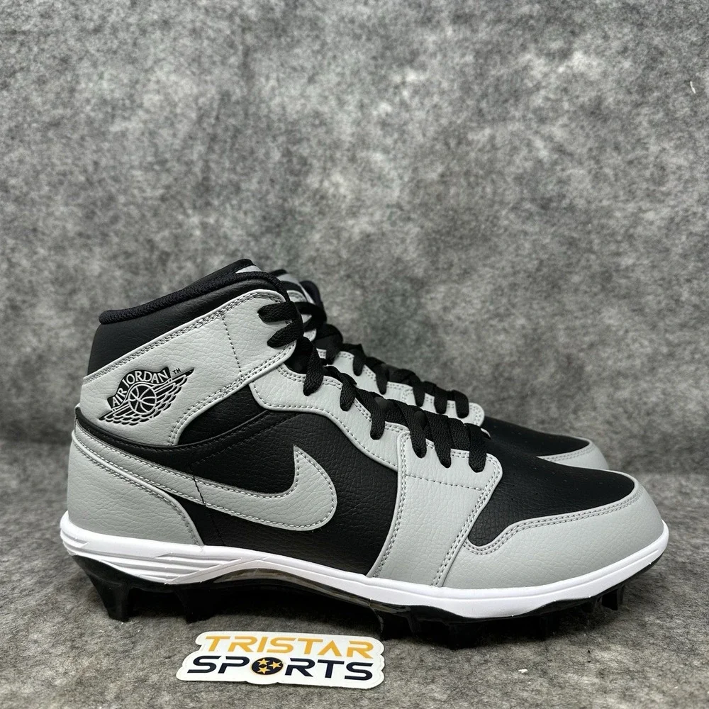 Jordan 1 Mid TD Football Cleats Mens Size 13 Black Grey Shadow FJ6805-002 Retro